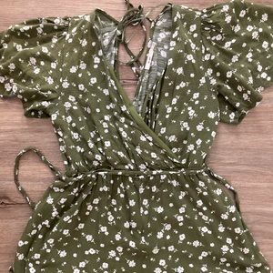 Green Floral Romper